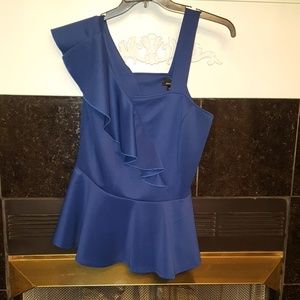 Plus Size Ruffle Shoulder Peplum Top
